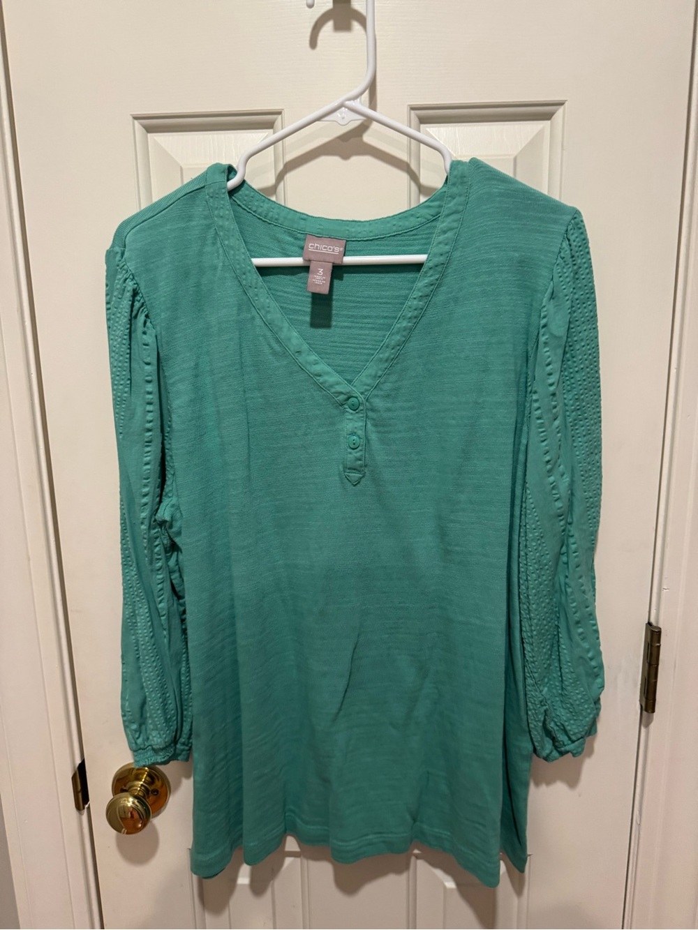 Chico's Teal V-Neck Long Sleeve Tunic